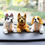 Yeknu Creative Bobble Head Dog Figure Ornament Statue Cute Shaking Head Dog Car Ornament for Car Dashboard Tabletop Decoration Bobbing