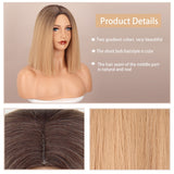 Yeknu Short Straight Bob Wigs Golden Brown Natural Synthetic Hair For Women Daily Cosplay Heat Resistant Fiber Wigs