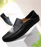 Yeknu New Soft Leather Shoes Fashion Men Casual Leather Shoes Slip On Men Loafers