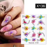 Yeknu 1Pc Spring Water Nail Decal And Sticker Flower Leaf Tree Green Simple Summer DIY Slider For Manicuring Nail Art Watermark