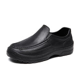 Yeknu Fashion Black Men Leather Shoes Slip On Men Loafers Formal Dress Office Shoes For Men