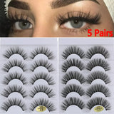 Yeknu - Pairs 3D Faux Mink Hair False Eyelashes Wispies Fluffies Drama Eyelashes Natural Long Soft Handmade Cruelty-free Black Lashes