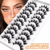 Yeknu - 5/10 Pairs 3D Faux Mink Lashes Fluffy Soft Wispy Natural long False Eyelashes Curly lashes lashes