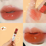 Yeknu Fruit Lip Balm Moisturizing Clear Lip Primer Mask Cute Jelly Tinted Lip Gloss Stick Lighten Lines Change Color Lipstick Lip Care