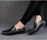 Yeknu Leather Men Shoes Luxury Trendy Casual Slip on Formal Loafers Men Moccasins Italian Black Male Driving Shoes Sneakers