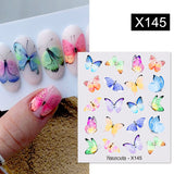 Yeknu 1Pc Spring Water Nail Decal And Sticker Flower Leaf Tree Green Simple Summer DIY Slider For Manicuring Nail Art Watermark