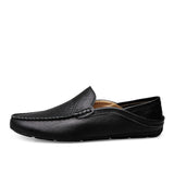 Yeknu New Soft Leather Shoes Fashion Men Casual Leather Shoes Slip On Men Loafers