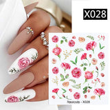 Yeknu 1Pc Spring Water Nail Decal And Sticker Flower Leaf Tree Green Simple Summer DIY Slider For Manicuring Nail Art Watermark