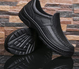 Yeknu Fashion Black Men Leather Shoes Slip On Men Loafers Formal Dress Office Shoes For Men