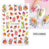 Yeknu Autumn Maple Leaf For Nail Sticker 3D Gold Yellow Fall Hollow Leaf Foil Design Adhesive Decal Slider Nail Decoration BESW-CS034