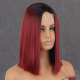 Yeknu Short Orange Wig Middle Part Blonde Lady Bob Hair Synthetic Heat Resistant Wig Cosplay Wig