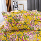 Yeknu Single Double Bed Cotton Botanical Flower 3pcs Printed Quilted Quilt Pillowcase Free Shipping lençol de cama casal أسرّة