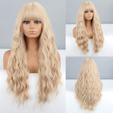 Yeknu Ombre Brown Light Blonde Platinum Long Wavy for Women Middle Part Hair Wig Cosplay Natural Heat Resistant Synthetic Wig