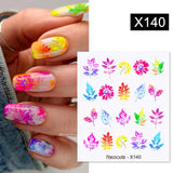 Yeknu 1Pc Spring Water Nail Decal And Sticker Flower Leaf Tree Green Simple Summer DIY Slider For Manicuring Nail Art Watermark