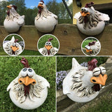 Yeknu Fun Garden Art Resin Craft Chicken Statue Hen Sculpture Ornament for Home Garden Yard Outdoor Decor Accessories Fence Decoration