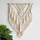 Yeknu Hand Woven Macrame Wall Tapestry Hanging Bohemian Boho Art Decor Wedding Backdrop Gift Home Bedroom Living Room Decoration Nordic Handmade Tassel Cotton 50*70cm