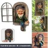 Yeknu Mini Garden Crafts Decoration Gnome Leave The Window Whimsical Tree Sculpture Garden Decoration Garden Gnome Outdoor Ornament