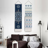 Yeknu Bohemian Mandala Woven Tapestry Nordic Living Room Bedroom Home Decor Multi Pattern Tapestry Entrance Wall Hanging Tassel 32.5x130cm(13x52inch)