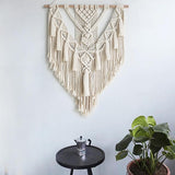 Yeknu Hand Woven Macrame Wall Tapestry Hanging Bohemian Boho Art Decor Wedding Backdrop Gift Home Bedroom Living Room Decoration Nordic Handmade Tassel Cotton 50*70cm