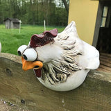 Yeknu Fun Garden Art Resin Craft Chicken Statue Hen Sculpture Ornament for Home Garden Yard Outdoor Decor Accessories Fence Decoration