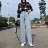 Yeknu Woman Jeans High Waist Clothes Wide Leg Denim Clothing Blue Streetwear Vintage Quality Fall Fashion Harajuku Straight Pants