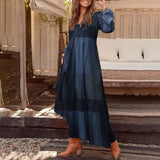 Yeknu Bohemian Shirt Dress Women's Maxi Sundress ZANZEA Spring Elegant Casual V Neck Ruflle Vestido Female Long Sleeve Tunic Robe