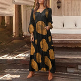 Yeknu Bohemian Shirt Dress Women's Maxi Sundress ZANZEA Spring Elegant Casual V Neck Ruflle Vestido Female Long Sleeve Tunic Robe