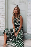 Yeknu Summer Sexy O Neck Sleeveless Boho Polka Dot Print Maxi Dress Casual Empire Robe Ladies Party Long Dress Vestidos