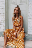 Yeknu Summer Sexy O Neck Sleeveless Boho Polka Dot Print Maxi Dress Casual Empire Robe Ladies Party Long Dress Vestidos