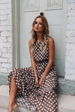 Yeknu Summer Sexy O Neck Sleeveless Boho Polka Dot Print Maxi Dress Casual Empire Robe Ladies Party Long Dress Vestidos