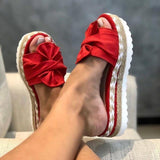 Yeknu Slippers Women Bowknot Sandals Summer Cute Casual Daily Comfy Platform Ladies Sandals Dress Party Peep Toe Female Slippers