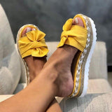 Yeknu Slippers Women Bowknot Sandals Summer Cute Casual Daily Comfy Platform Ladies Sandals Dress Party Peep Toe Female Slippers
