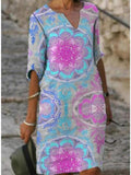 Yeknu Spring Women Loose Vintage Ruffles Befree Dress Large Big Printed Line Summer Boho Casual Party Elegant Dresses Plus Sizes