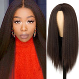 Yeknu Synthetic Wigs Yaki Straight Hair Wig For Women Yaki Straight 30 inch Long Afro Hair Wig Heat Resistant Fiber African Wig