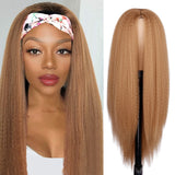 Yeknu Synthetic Wigs Yaki Straight Hair Wig For Women Yaki Straight 30 inch Long Afro Hair Wig Heat Resistant Fiber African Wig