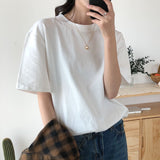 Yeknu New Summer T Shirt Women Soft Free Loose Hot Sale Solid Fresh Casual Natural Short Basic Shirts 9 Colors