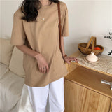 Yeknu New Summer T Shirt Women Soft Free Loose Hot Sale Solid Fresh Casual Natural Short Basic Shirts 9 Colors