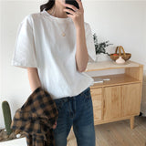 Yeknu New Summer T Shirt Women Soft Free Loose Hot Sale Solid Fresh Casual Natural Short Basic Shirts 9 Colors