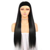 Yeknu Silky Straight Lace Front Wig Synthetic Natural Black For Black Women Cosplay Glueless Long Heat Resistant Daily Wig Baby Hair