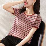 Yeknu Women Fashion Black And White Striped Blouse Shirt Casual Long Sleeve O-neck Soft Korean Shirt Ladies Women T-Shirt Spring