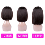 Yeknu Straight Bob Human Hair Wigs With Bangs Short Brazilian Human Hair Bob Wigs For Woman No Lace Full Machine Made Human Hair Wigs