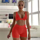 Yeknu 2PCS/Set Sexy Women Sleeveless Strap Bra Bustiers Tank Vest Crop Tops High Waist Shorts Pants Trousers Tracksuit Summer