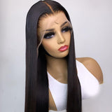 Yeknu Silky Straight Lace Front Wig Synthetic Natural Black For Black Women Cosplay Glueless Long Heat Resistant Daily Wig Baby Hair