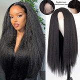 Yeknu Synthetic Wigs Yaki Straight Hair Wig For Women Yaki Straight 30 inch Long Afro Hair Wig Heat Resistant Fiber African Wig