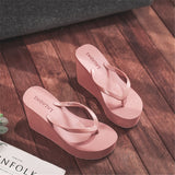 Yeknu Summer Women EVA Thick High Heel Wedges Slippers Fashion Female Beach Flops Sandalias Platform Causal Solid Claquette Femme