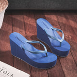 Yeknu Summer Women EVA Thick High Heel Wedges Slippers Fashion Female Beach Flops Sandalias Platform Causal Solid Claquette Femme