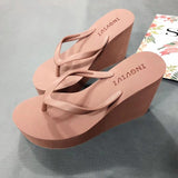 Yeknu Summer Women EVA Thick High Heel Wedges Slippers Fashion Female Beach Flops Sandalias Platform Causal Solid Claquette Femme