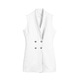 Yeknu Women Short Bodycon Collar Blazer Double Breasted Sleeveless Dress Fashion Lady Summer High Waist Work Formal Solid Short Dress