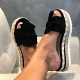 Yeknu Slippers Women Bowknot Sandals Summer Cute Casual Daily Comfy Platform Ladies Sandals Dress Party Peep Toe Female Slippers