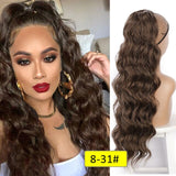 Yeknu Long Wavy Ponytail Hair Synthetic Drawstring Ponytail Clip in Hairpiece Black Wave Ponytail for Black Women